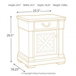 Ashley Furniture Bolanburg - Antique Brown Light - One Drawer Night Stand