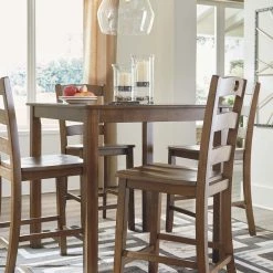 Ashley Furniture Hazelteen - Medium Brown - Square Counter Tbl Set (5/cn) 12 Ashley Furniture Hazelteen - Medium Brown - Square Counter Tbl Set (5/cn)