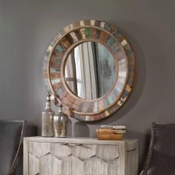 Mirrors Uttermost Jeremiah Round Wood Mirror