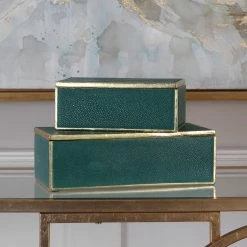 Uttermost Karis Emerald Green Boxes S/2 Table Decor