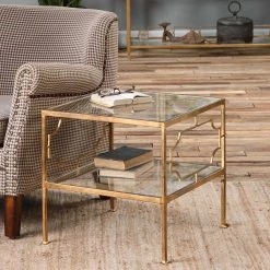Tables Uttermost Genell Gold Cube Table
