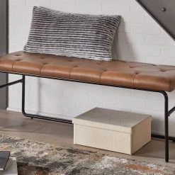 Ashley Furniture Donford - Brown/black - Upholstered Accent Bench