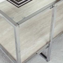 Ashley Furniture Bodalli - Ivory/chrome - Rectangular Cocktail Table