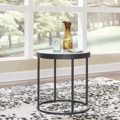 Signature Design By Ashley® Windron - Black/white - Round End Table Tables
