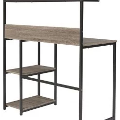 Ashley Furniture Daylicrew - Grayish Brown/gunmetal - Home Office Desk And Hutch Desks