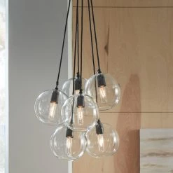 Ashley Furniture Sybil - Clear/black - Glass Pendant Light (1/cn)