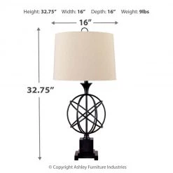 Ashley Furniture Accessories Camren - Black - Metal Table Lamp (1/cn)