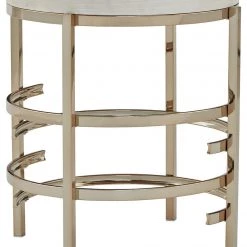 Signature Design By Ashley® Montiflyn - White/gold Finish - Round End Table Tables
