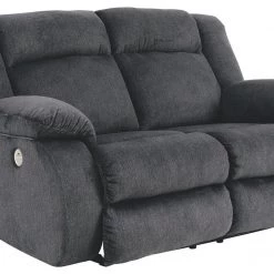 Ashley Furniture Reclining Furniture Burkner - Marine - Reclining Power Loveseat