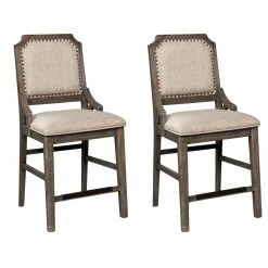 Ashley Furniture Stools Wyndahl - Rustic Brown - Upholstered Barstool (2/cn)