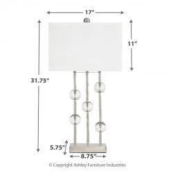 Ashley Furniture Jaala - Pearl Silver Finish - Metal Lamp (1/cn) Accessories