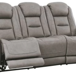 Ashley Furniture Sofas The Man-den - Gray - Pwr Rec Sofa With Adj Headrest