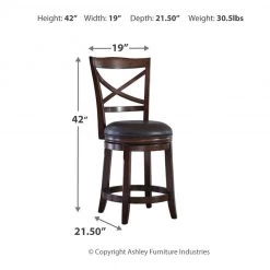 Ashley Furniture Porter - Rustic Ultimate Best In Class UPH Swivel Barstool (2/CN) Stools