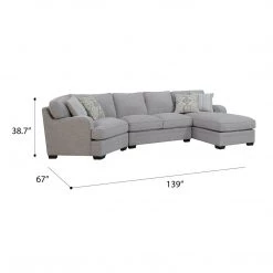 Emerald Home Sectionals Analiese Sectional, Linen Gray 17 Emerald Home Sectionals Analiese Sectional, Linen Gray