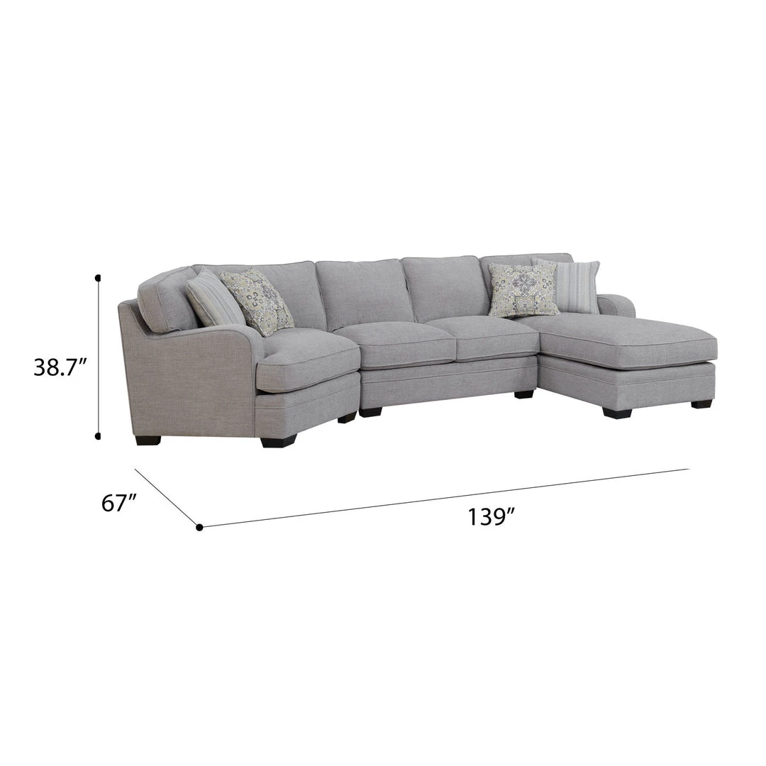 Emerald Home Sectionals Analiese Sectional, Linen Gray 6 Emerald Home Sectionals Analiese Sectional, Linen Gray