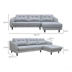 Moe's Home Collection Corey Sectional Dark Grey Right Sectionals