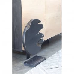 Moe's Home Collection Round Teak Wood Art Weathered Grey Small Table Decor