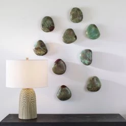 Accessories Uttermost Pebbles Aqua Wood Wall Decor, S/9