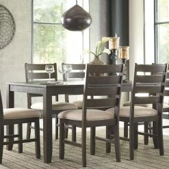 Ashley Furniture Dining Room Sets Rokane - Dark Brown - Dining Room Table Set (7/cn)
