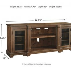 Signature Design By Ashley® Flynnter - Medium Brown - 2 Pc. - 75" Tv Stand With Electric Infrared Fireplace Insert