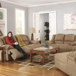 Signature Design By Ashley® Hogan - Warm - 2 Seat Reclining Sofa, Reclining Loveseat, Press Back Chaise