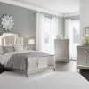 Signature Design By Ashley® Bedroom Sets Chevanna - Platinum - 6 Pc. - Dresser, Mirror, Chest, Queen Upholstered Panel Bed