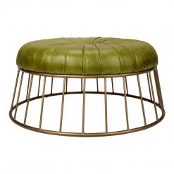 Moe's Home Collection Radcliffe Leather Ottoman Green Ottomans