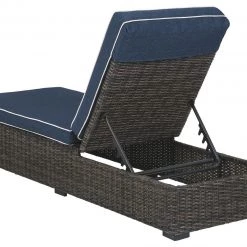 Ashley Furniture Chairs Grasson - Brown/blue - Chaise Lounge With Cushion