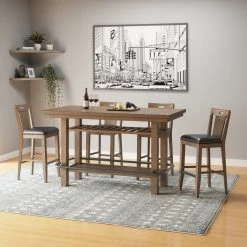 Emerald Home Benton Slat Back Bar Stool Brown / Dark