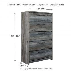 Ashley Furniture Baystorm - Gray - Five Drawer Chest