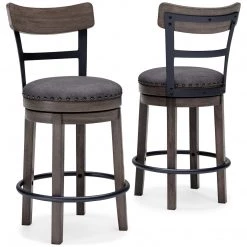 Ashley Furniture Stools Caitbrook - Dark Gray - Uph Swivel Barstool (1/cn)