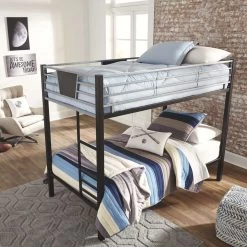 Ashley Furniture Beds Dinsmore - Black/gray - Twin/twin Bunk Bed W/ladder