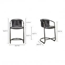 Moe's Home Collection Stools Freeman Counter Stool Onyx Black Leather -m2 8 Moe's Home Collection Stools Freeman Counter Stool Onyx Black Leather -m2