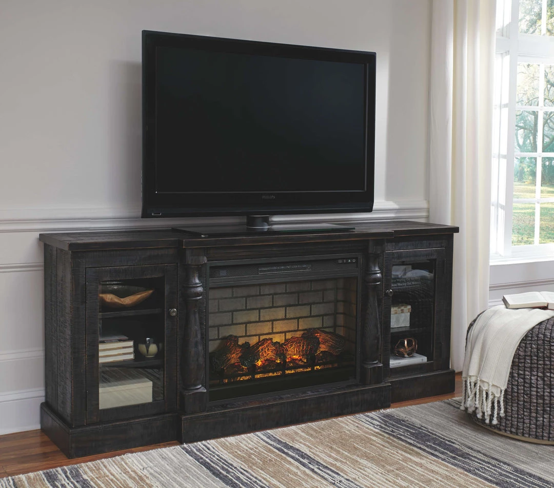 Signature Design By Ashley® Mallacar - Black - 2 Pc. - 75" Tv Stand With Electric Infrared Fireplace Insert Fireplaces 3 Signature Design By Ashley® Mallacar - Black - 2 Pc. - 75" Tv Stand With Electric Infrared Fireplace Insert Fireplaces