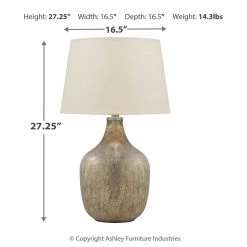 Ashley Furniture Mari - Gray/gold Finish - Glass Table Lamp (1/cn)