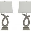 Ashley Furniture Amayeta - Silver Finish - Poly Table Lamp (2/cn) Accessories