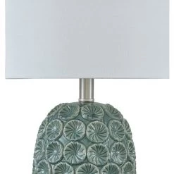 Ashley Furniture Accessories Moorbank - Teal - Ceramic Table Lamp (1/cn)