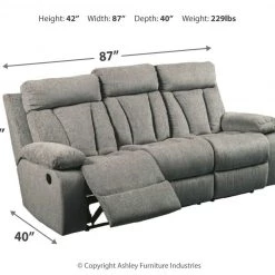 Ashley Furniture Mitchiner - Fog - Rec Sofa W/drop Down Table