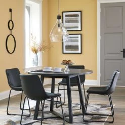 Signature Design By Ashley® Centiar - Ultimate Best In Class Round Dining Room Table, 4 Upholstered Side Chairs