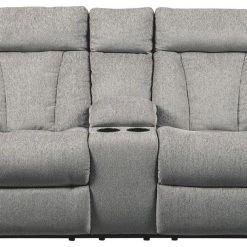 Ashley Furniture Mitchiner - Fog - Dbl Rec Loveseat W/console
