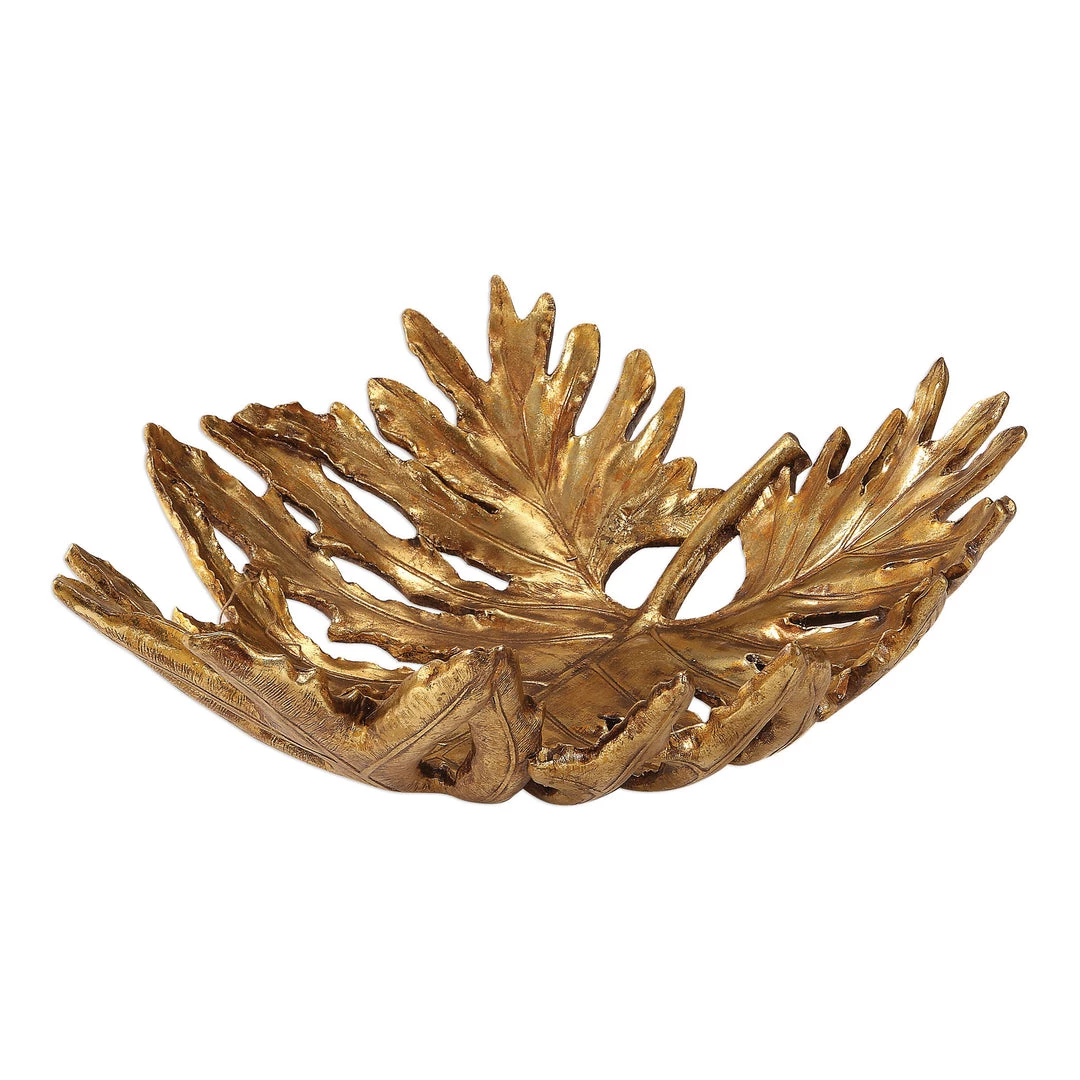 Uttermost Oak Leaf Metallic Gold Bowl 5 Uttermost Oak Leaf Metallic Gold Bowl
