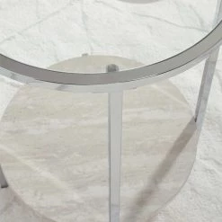 Ashley Furniture Bodalli - Ivory/chrome - Round End Table