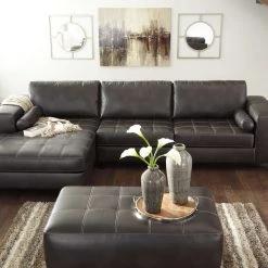 Signature Design By Ashley® Nokomis - Gray Dark - Laf Chaise & Raf Sofa Sectional Sectionals