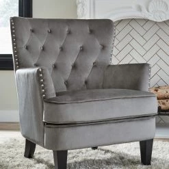 Ashley Furniture Romansque - Gray - Accent Chair - Velvety