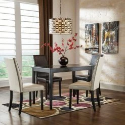 Signature Design By Ashley® Kimonte - Dark Ultimate Best In Class Rectangular Dining Room Table, 2 Ivory Upholstered Side Chairs, 2 Brown Upholstered Side Chairs