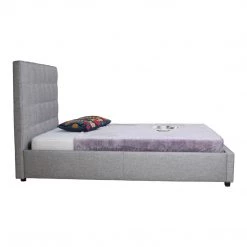 Moe's Home Collection Beds Belle Storage Bed Queen Light Grey Fabric