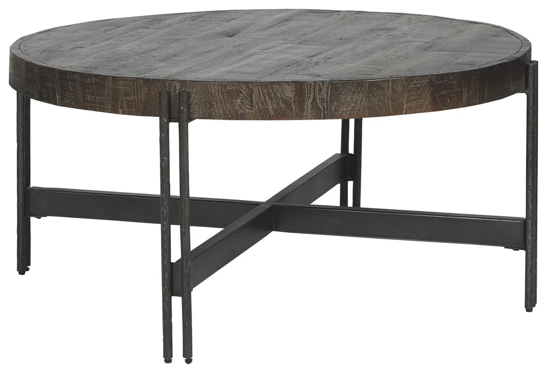 Ashley Furniture Jillenhurst - Dark Brown - Round Cocktail Table Tables 3 Ashley Furniture Jillenhurst - Dark Brown - Round Cocktail Table Tables