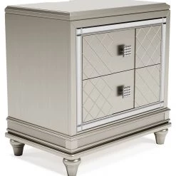 Ashley Furniture Chevanna - Platinum - Two Drawer Night Stand Nightstands