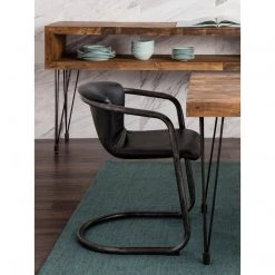 Moe's Home Collection Freeman Dining Chair Onyx Black Leather -m2 Chairs