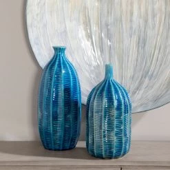 Table Decor Uttermost Bixby Blue Vases, S/2